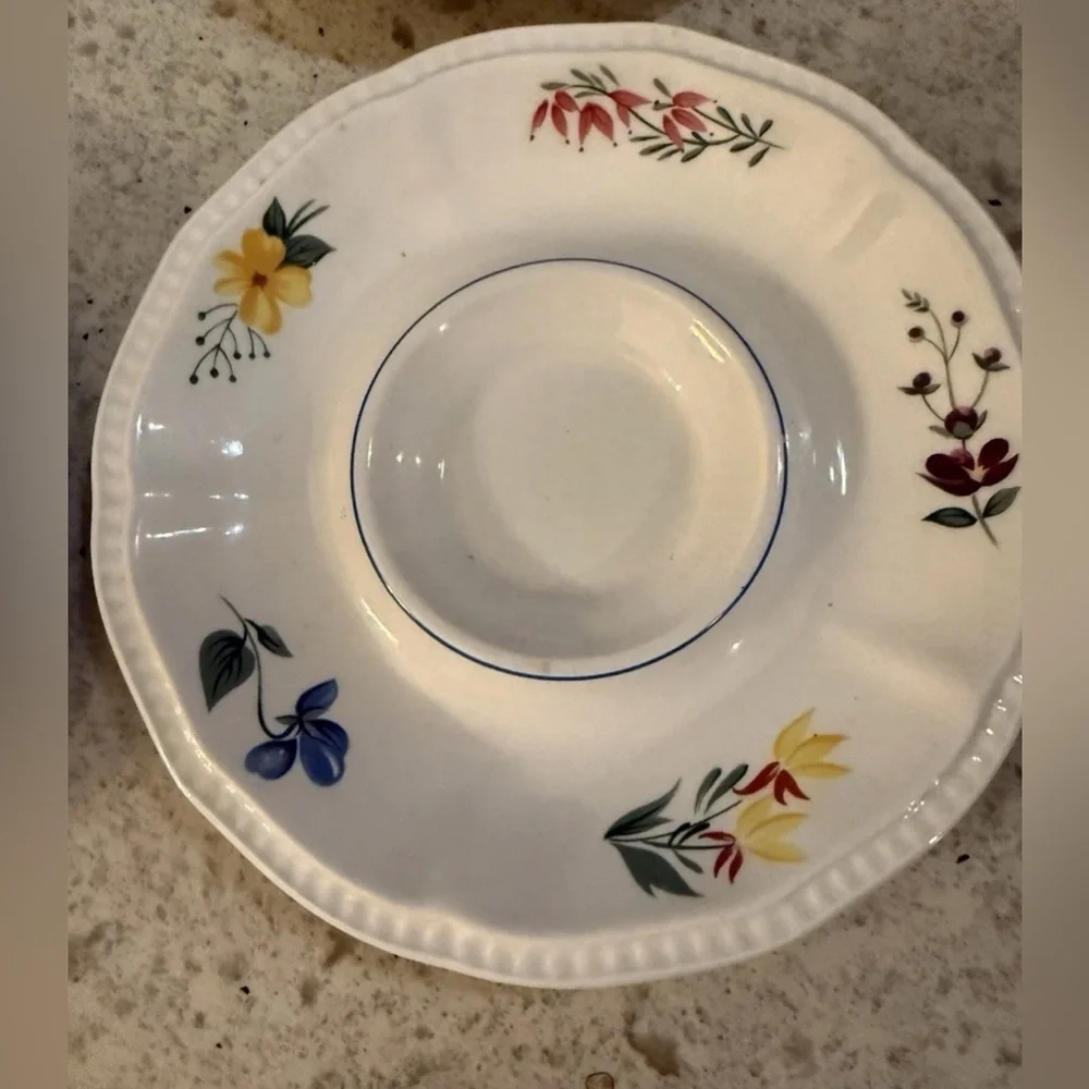 Vintage Kensington Staffordshire Ironstone Egg Plates Set of 5 Floral England